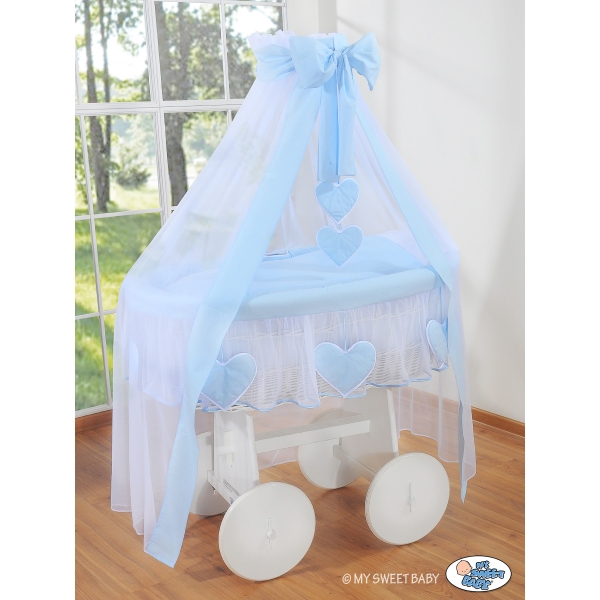 Deluxe Kribbe met Rieten Babymand Blauw Amelie