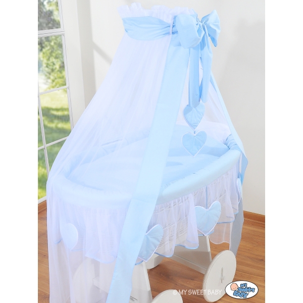 Deluxe Kribbe met Rieten Babymand Blauw Amelie
