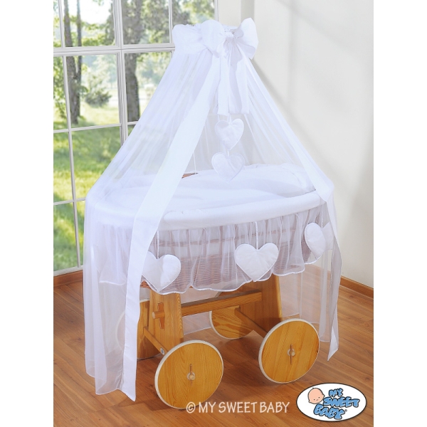 Deluxe Kribbe met Rieten Babymand Wit Amelie