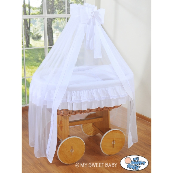 Deluxe Kribbe met Rieten Babymand Wit Engel