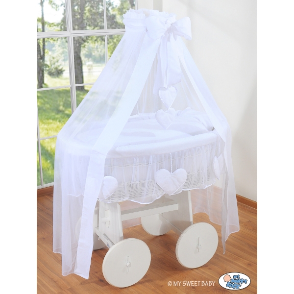 Deluxe Wieg met Rieten Babymand Wit Amelie