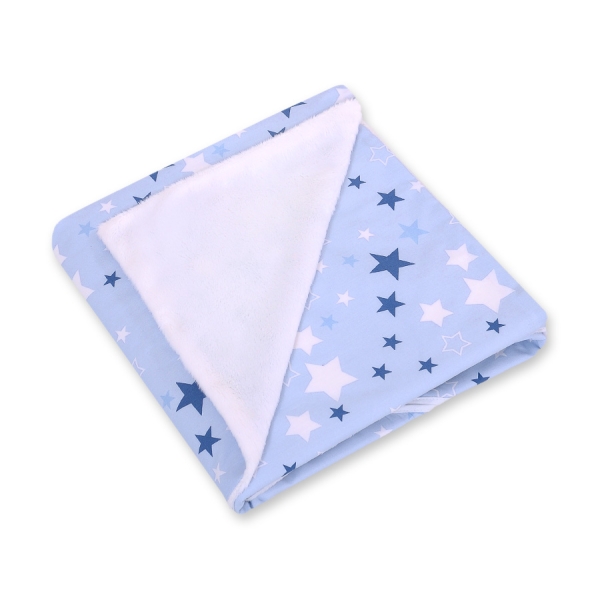 Dubbelzijdig Deken voor Baby-Autozitje Blauw Sterren