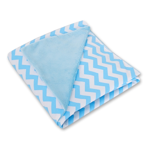Dubbelzijdig Deken voor Baby-Autozitje Blauw Zigzag