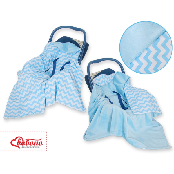 Dubbelzijdig Deken voor Baby-Autozitje Blauw Zigzag