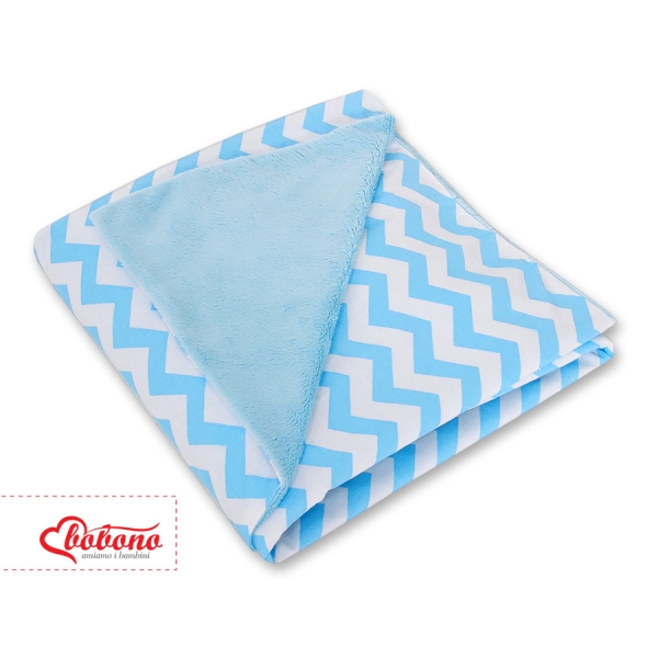 Dubbelzijdig Deken voor Baby-Autozitje Blauw Zigzag