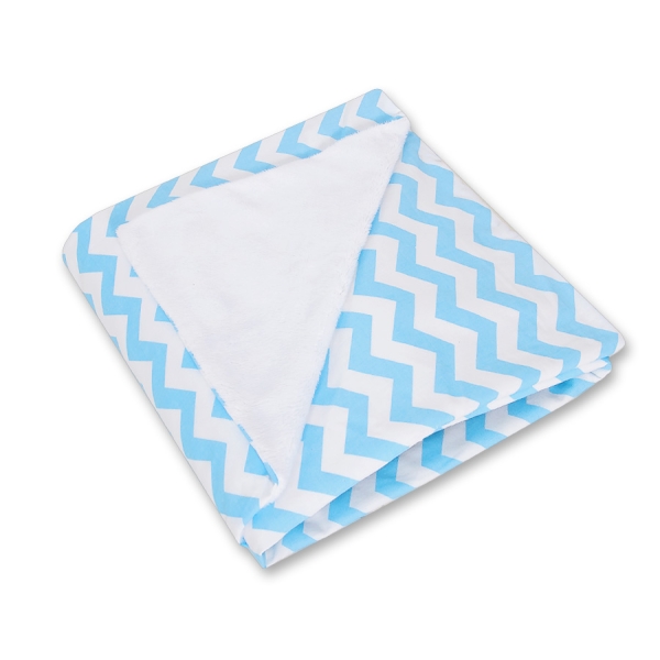 Dubbelzijdig Deken voor Baby-Autozitje Wit Blauw Zigzag