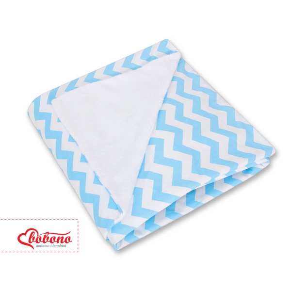Dubbelzijdig Deken voor Baby-Autozitje Wit Blauw Zigzag