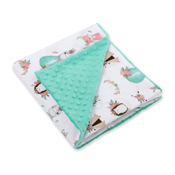 Dubbelzijdig  Dekentje voor Baby Autostoel Mint Beige Vos