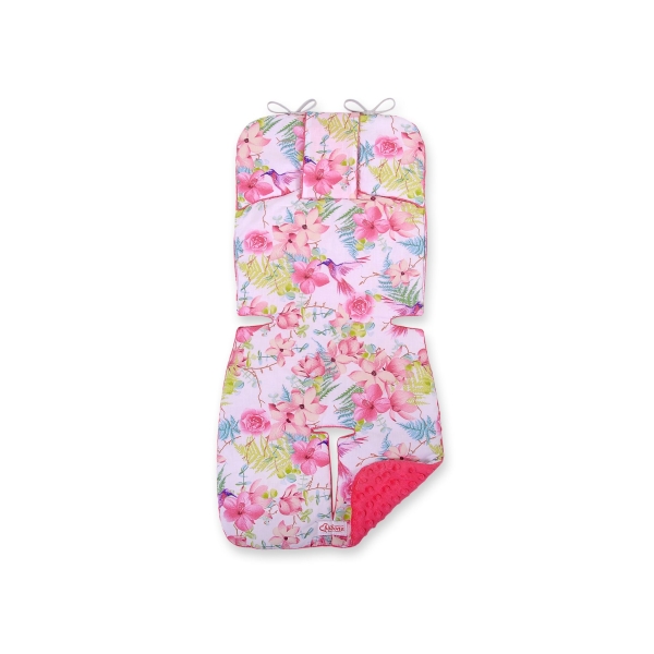 Dubbelzijdig Inlegkussen voor Kinderwagen Roze Bloemen