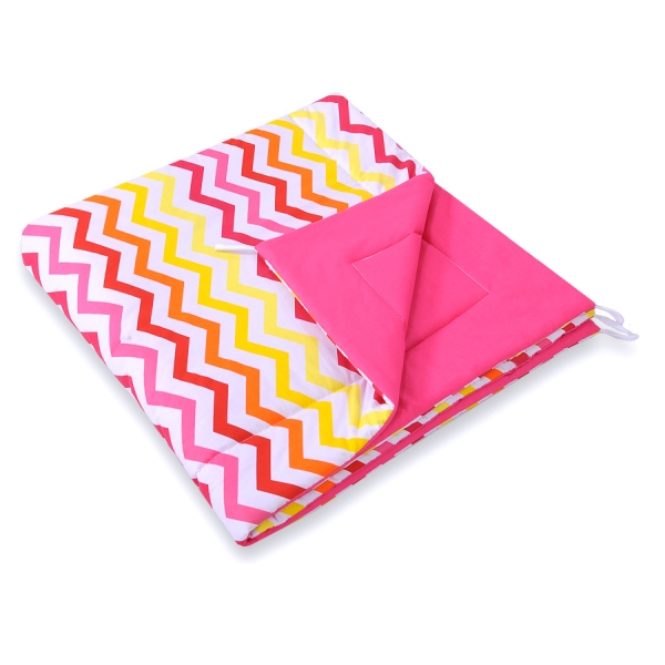 Dubbelzijdige Speelmat voor Tipi Tent Roze Geel Zigzag