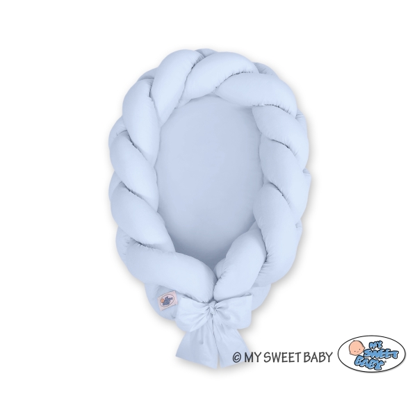 Gevlochten Babynest Geknoopte Bedbumper & Matras 2 in 1 Blauw