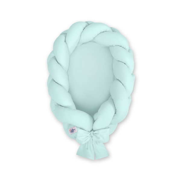 Gevlochten Babynest Geknoopte Bedbumper & Matras 2 in 1 Mint
