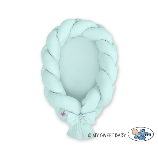 Gevlochten Babynest Geknoopte Bedbumper & Matras 2 in 1 Mint