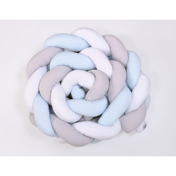 Gevlochten Bedomrander Ledikant XXL Knoop Wit Grijs Blauw