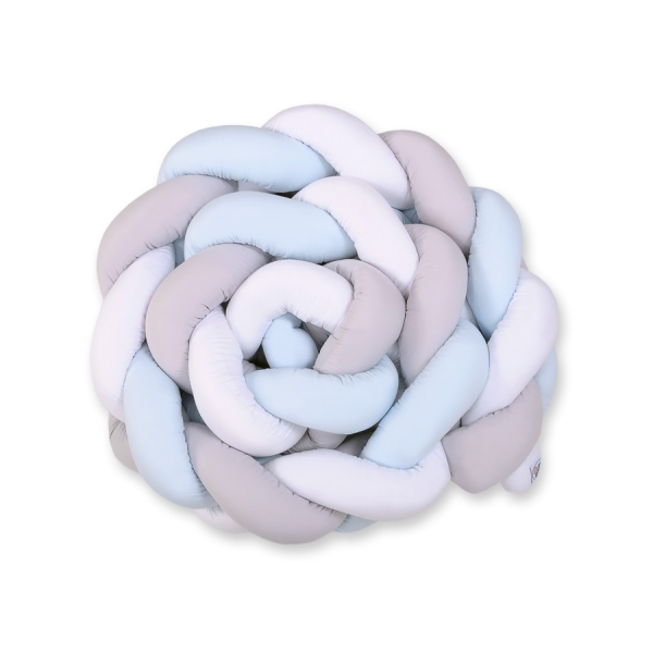 Gevlochten Bedomrander Ledikant XXL Knoop Wit Grijs Blauw