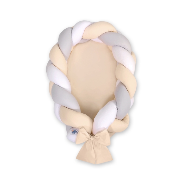 Gevlochten Bedrand Babynestje 2 in 1 Grijs Beige