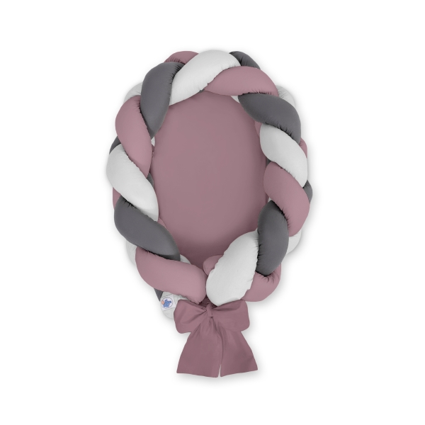 Gevlochten Bedrand Babynestje 2 in 1 Grijs Pastelviolet Antraciet