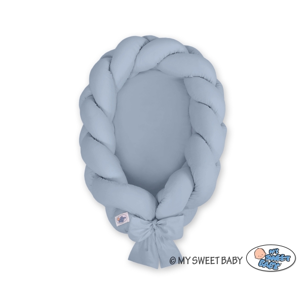 Gevlochten Bedrand Babynestje 2 in 1 Pastelblauw
