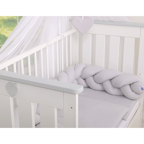 Gevlochten Box-Bedbumper Ledikant 180 cm Grijs