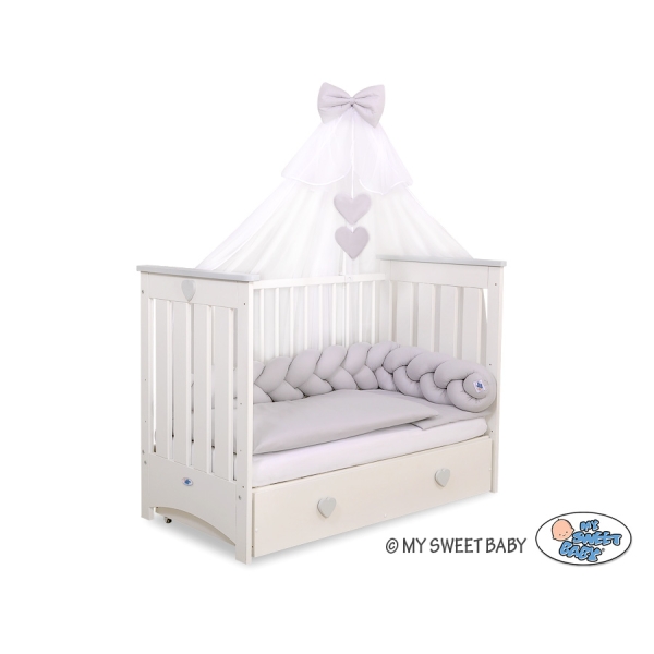 Gevlochten Box-Bedbumper Ledikant 180 cm Grijs