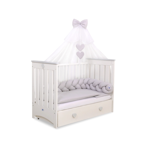 Gevlochten Box-Bedbumper Ledikant 180 cm Grijs