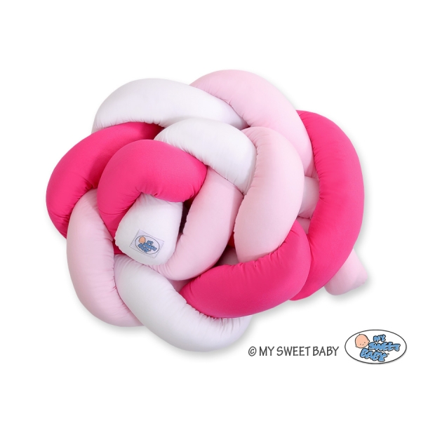 Gevlochten Box-Bedbumper Ledikant 180 cm Roze Wit