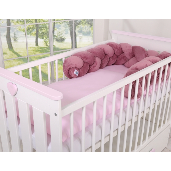 Gevlochten Box-Bedbumper Ledikant 180 cm Stofroze