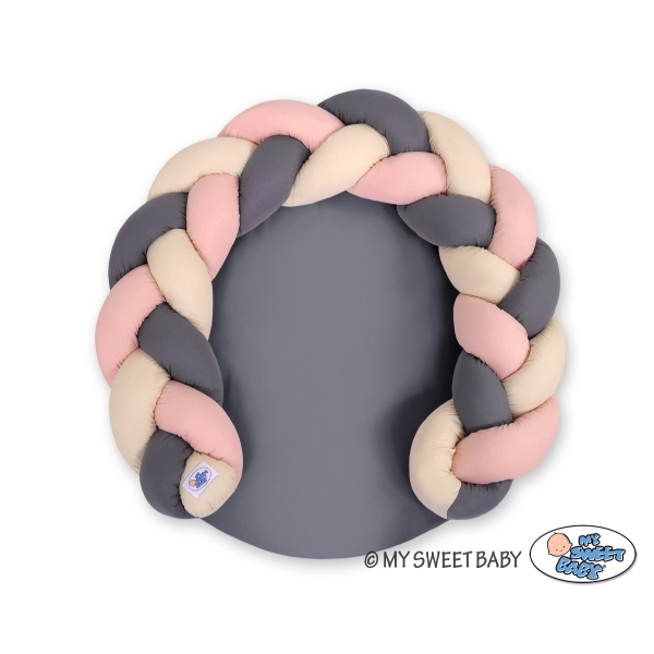 Gevlochten Donut & Bedbumper Speelmat 2 in 1 Beige Antraciet Stofroze