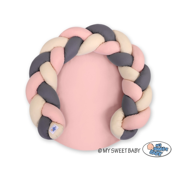 Gevlochten Donut & Bedbumper Speelmat 2 in 1 Beige Antraciet Stofroze