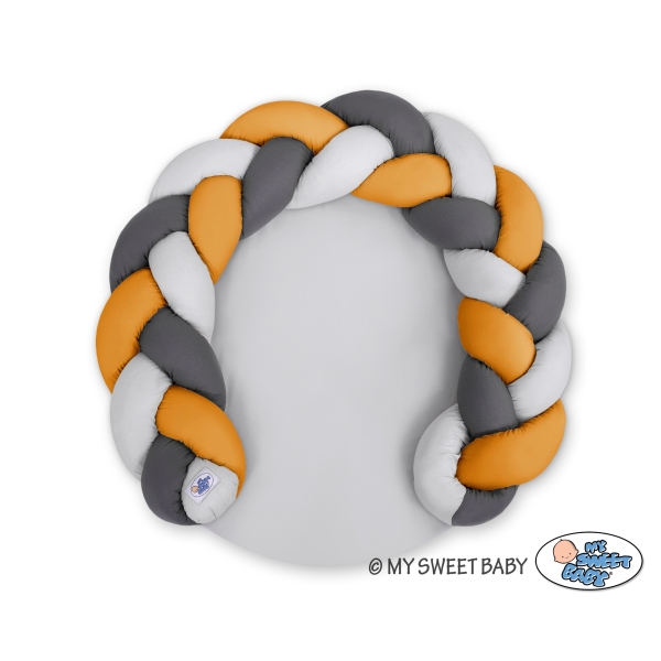 Gevlochten Donut & Bedbumper Speelmat 2 in 1 Grijs Antraciet Honing Mosterd