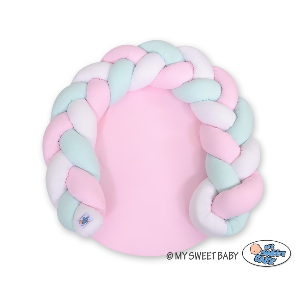 Gevlochten Donut & Bedbumper Speelmat 2 in 1 Mint Roze Wit