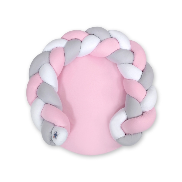Gevlochten Donut & Bedbumper Speelmat 2 in 1 Roze Wit Grijs
