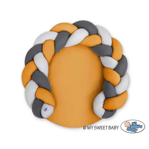Gevlochten Donut & Bedrand met Speelmat 2 in 1 Grijs Antraciet Honing Mosterd