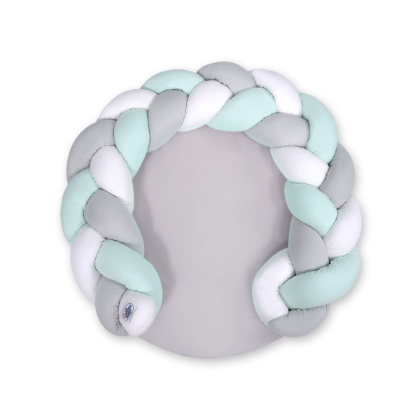 Gevlochten Donut & Bedrand met Speelmat 2 in 1 Mint Wit Grijs