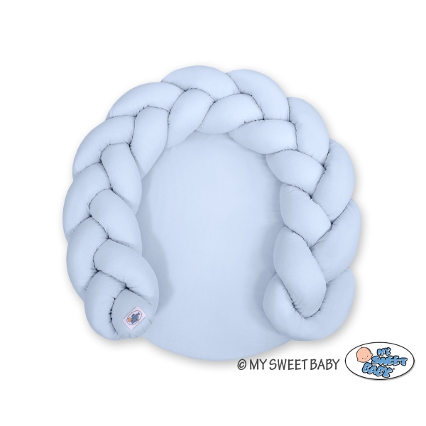Gevlochten Donut Kussen voor Baby / Speelmat 2 in 1 Blauw