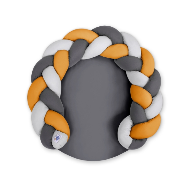 Gevlochten Donut Kussen voor Baby / Speelmat 2 in 1 Grijs Antraciet Honing Mosterd