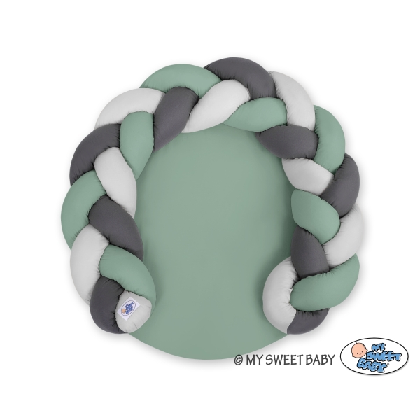 Gevlochten Donut Kussen voor Baby / Speelmat 2 in 1 Grijs Pastelgroen Antraciet