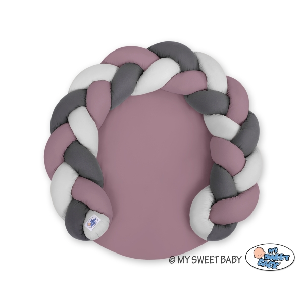 Gevlochten Donut Kussen voor Baby / Speelmat 2 in 1 Grijs Pastelviolet Antraciet