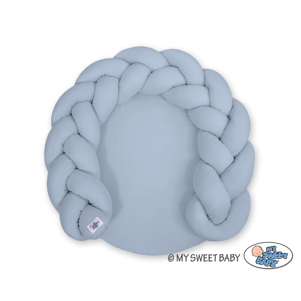 Gevlochten Donut Kussen voor Baby / Speelmat 2 in 1 Pastelblauw