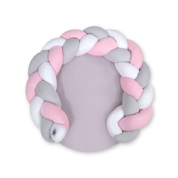 Gevlochten Donut Kussen voor Baby / Speelmat 2 in 1 Roze Wit Grijs