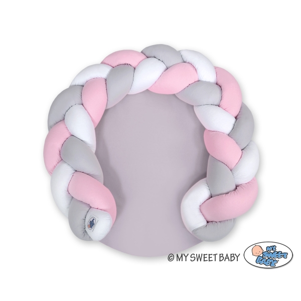 Gevlochten Donut Kussen voor Baby / Speelmat 2 in 1 Roze Wit Grijs