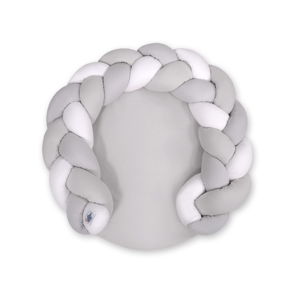 Gevlochten Donut Kussen voor Baby / Speelmat 2 in 1 Wit Grijs