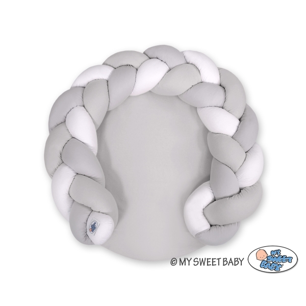 Gevlochten Donut Kussen voor Baby / Speelmat 2 in 1 Wit Grijs