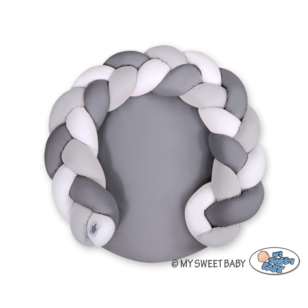Gevlochten Donut Kussen voor Baby / Speelmat 2 in 1 Wit Grijs Antraciet
