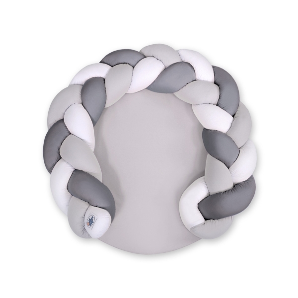 Gevlochten Donut Kussen voor Baby / Speelmat 2 in 1 Wit Grijs Antraciet