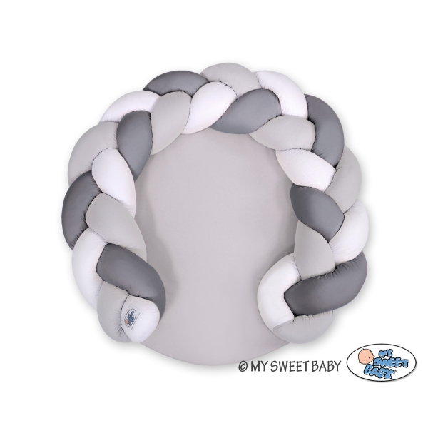 Gevlochten Donut Kussen voor Baby / Speelmat 2 in 1 Wit Grijs Antraciet