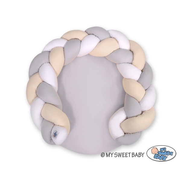 Gevlochten Donut Kussen voor Baby / Speelmat 2 in 1 Wit Grijs Beige