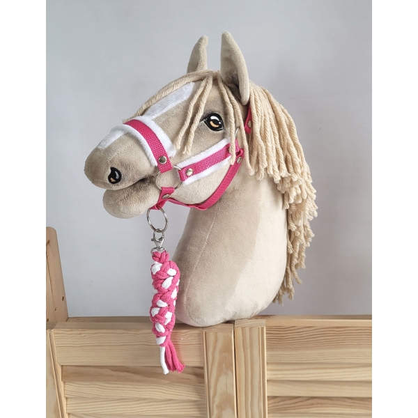 Gevlochten Touw voor Stokpaardje Hobby Horse Wit - Donker Roze
