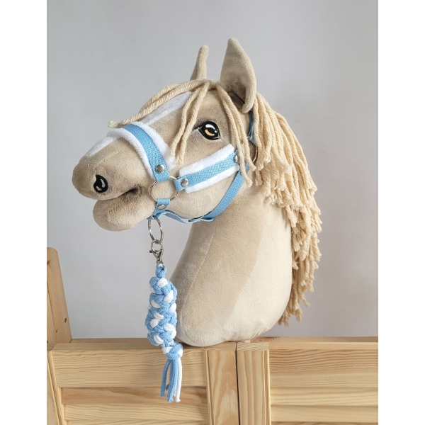 Gevlochten Touw voor Stokpaardje Hobby Horse Wit Lichtblauw