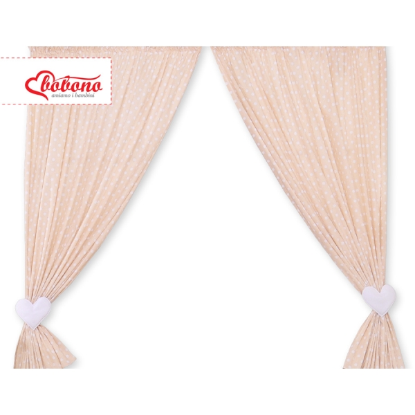 Gordijnen voor Babykamer - Harten Beige Polkaprikker